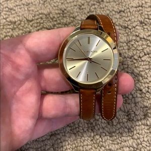 Michael Kors Gold and Cognac Wrap Watch